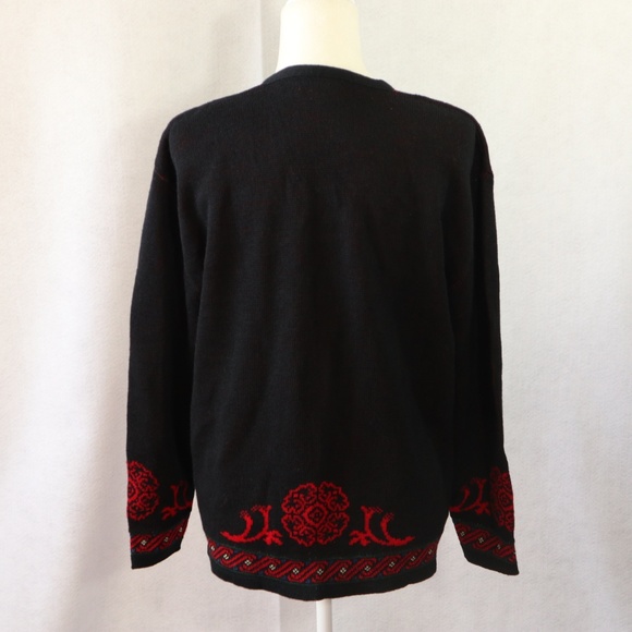 Pendleton Black Red Floral Crest Cardigan Size L - Picture 6 of 8